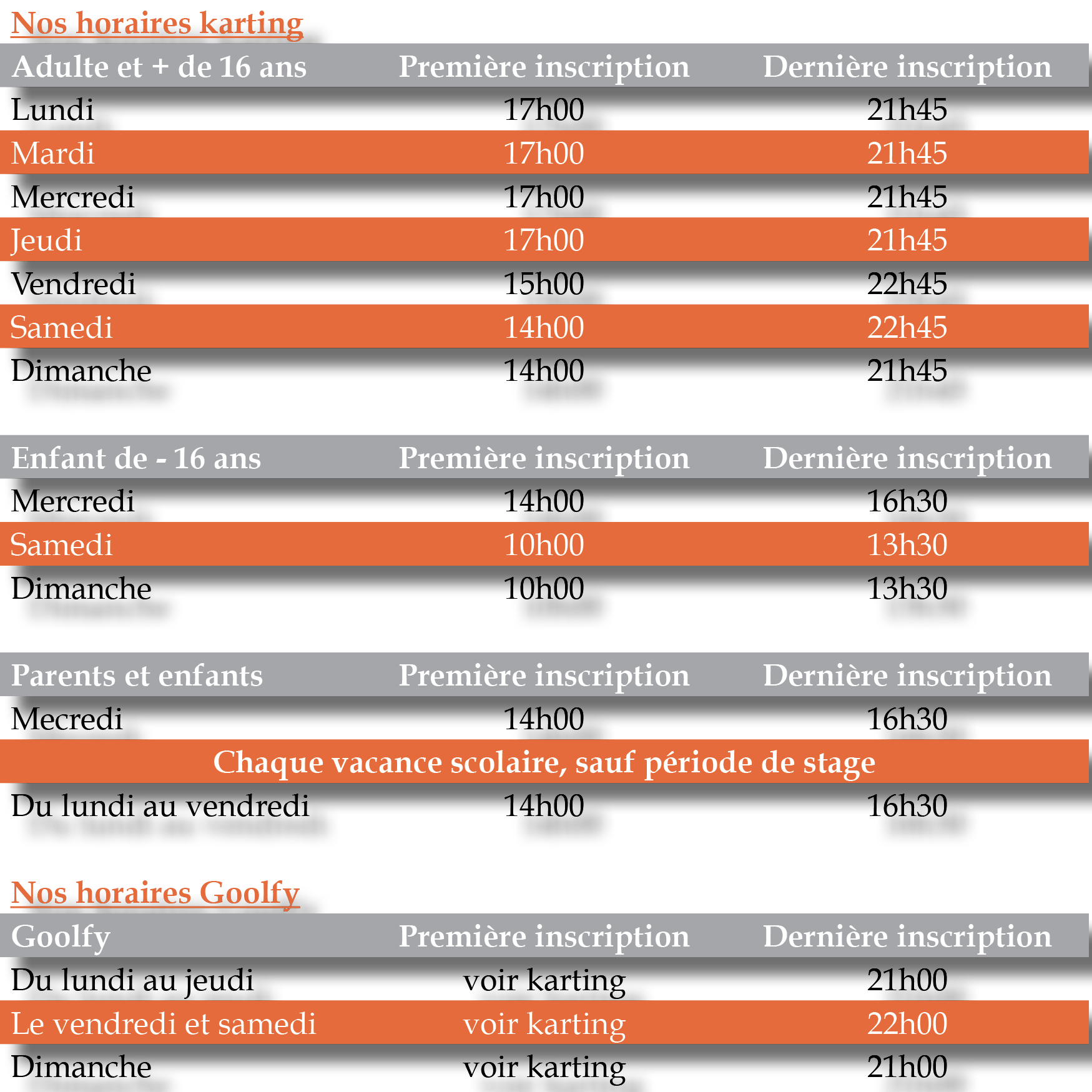 Horaires